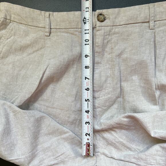 Old Navy Pants Men XL Tan Linen Blend Loose Taper Pleated Lightweight Drawstring - Picture 9 of 10